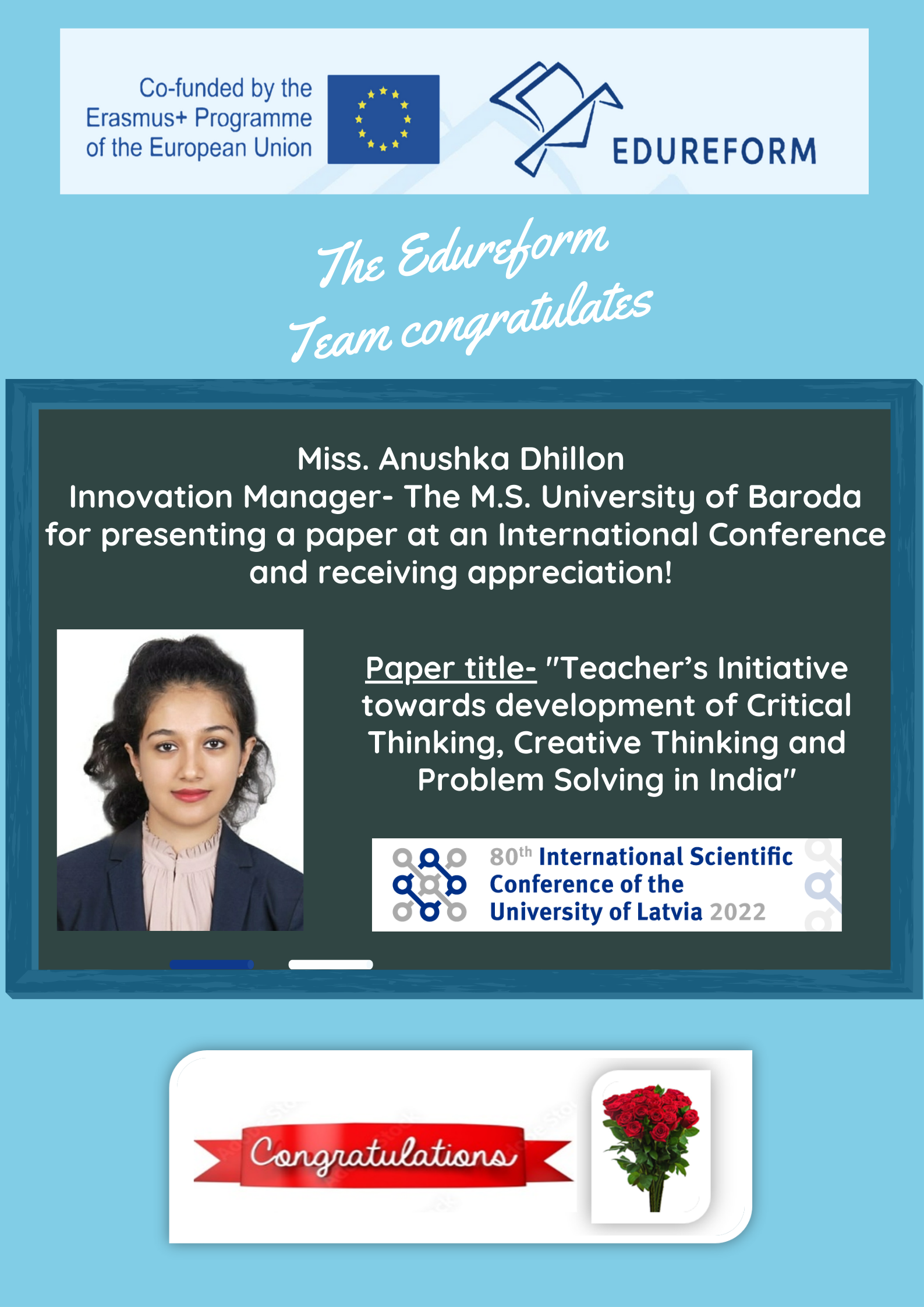 EDUREFORM Innovation Manager presents her research during International Conference